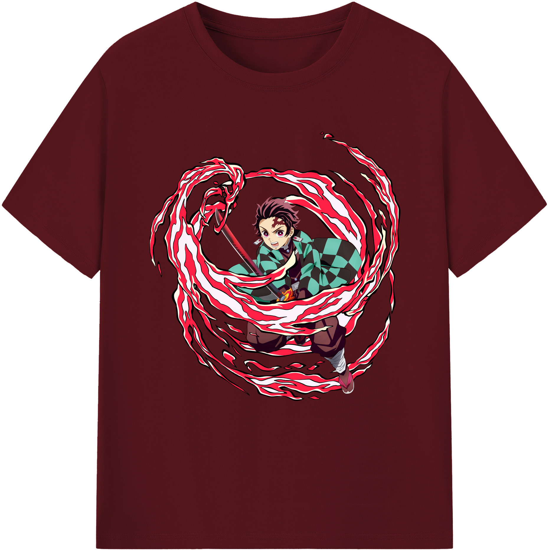 （画像用） 鬼滅の刃 竈門 炭治郎／かまど たんじろう Kamado Tanjirou 綿100％半袖Tシャツ（フロントプリント）
